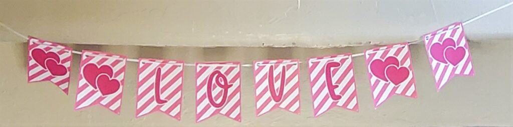 pink and white love Valentines banner