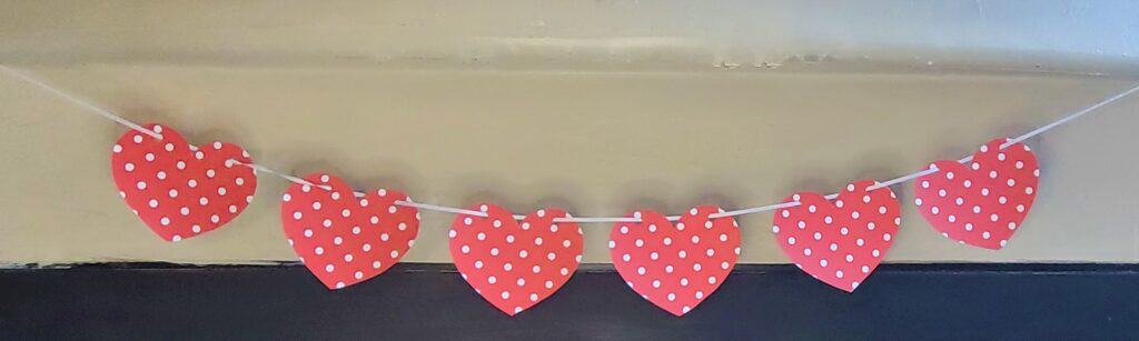 Red and white polka dot heart Valentine banner