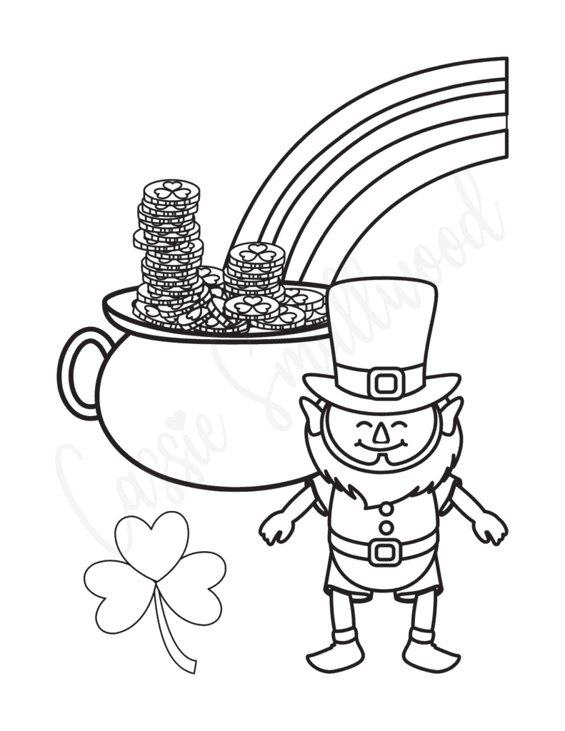 coloring rainbow and leprechaun
