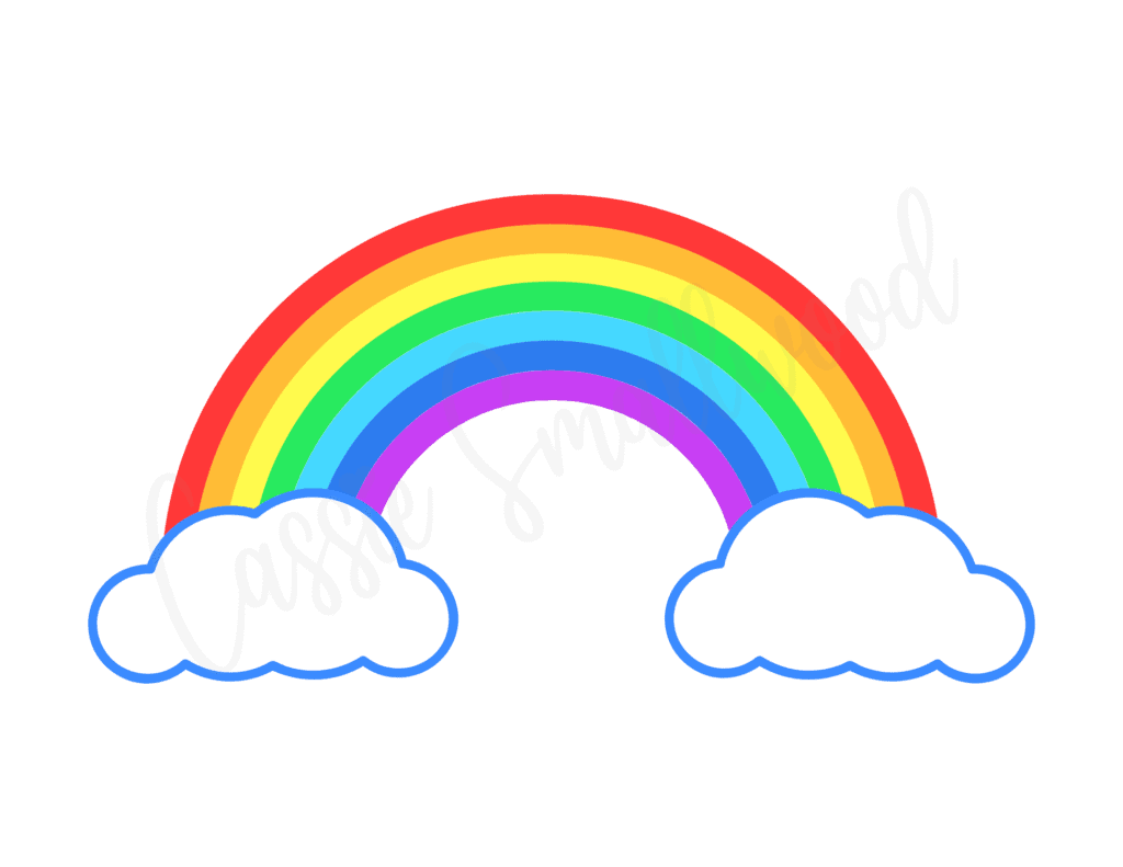 large colorful rainbow and cloud template