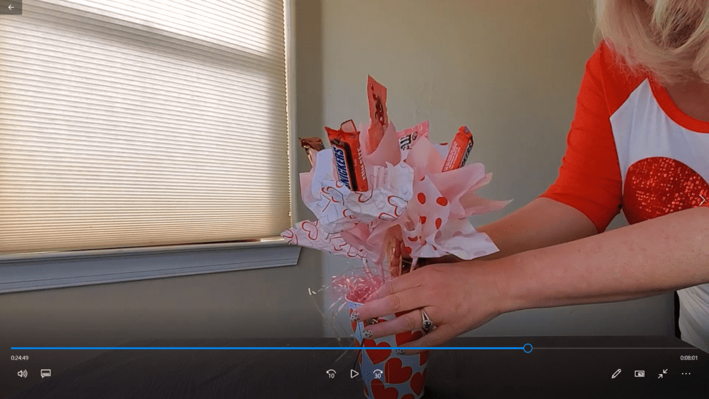 assembling a candy bouquet