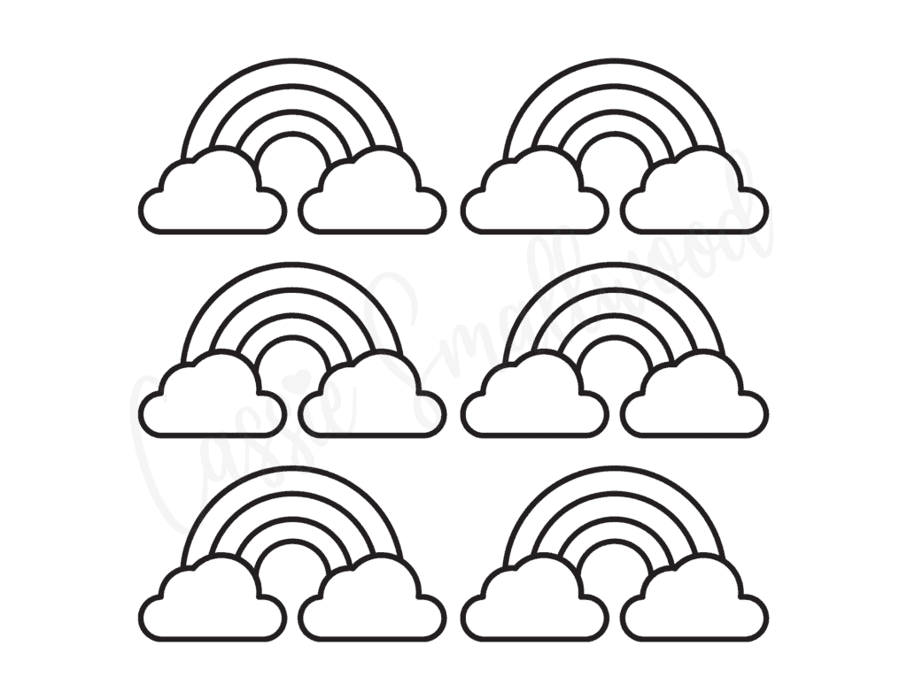 black and white small rainbow and cloud templates