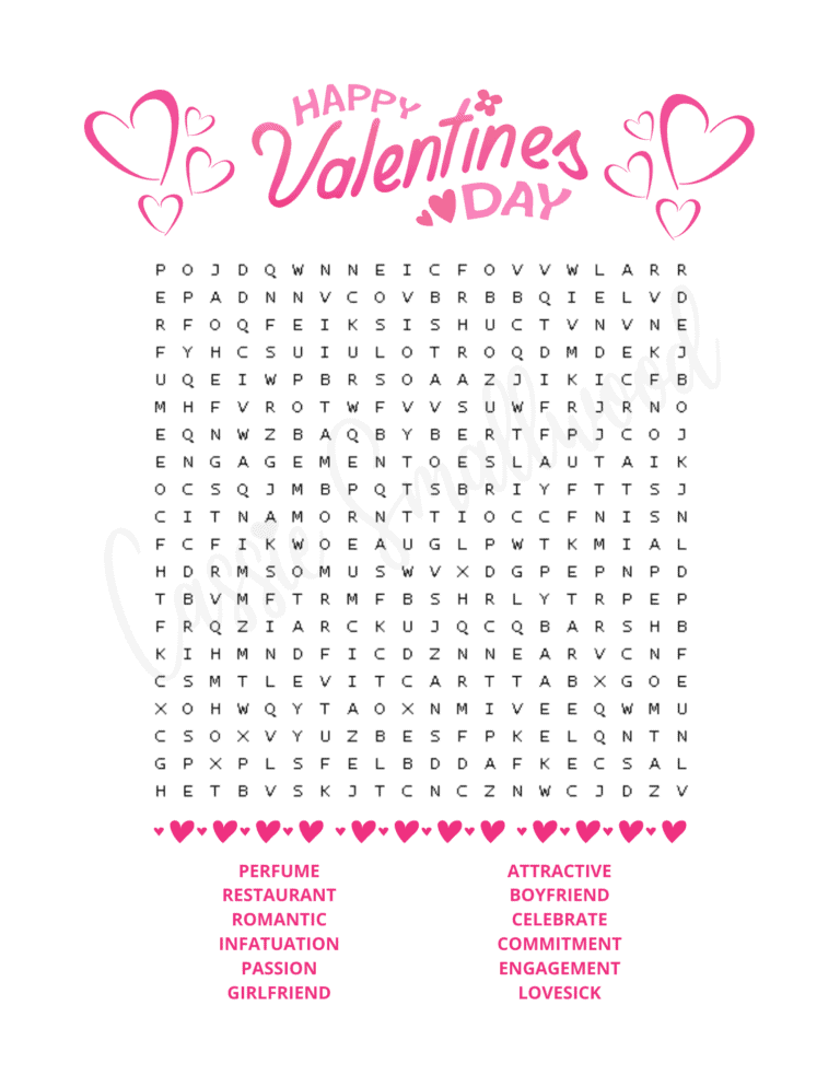 Fun Valentine's Day Word Search Puzzles - Cassie Smallwood