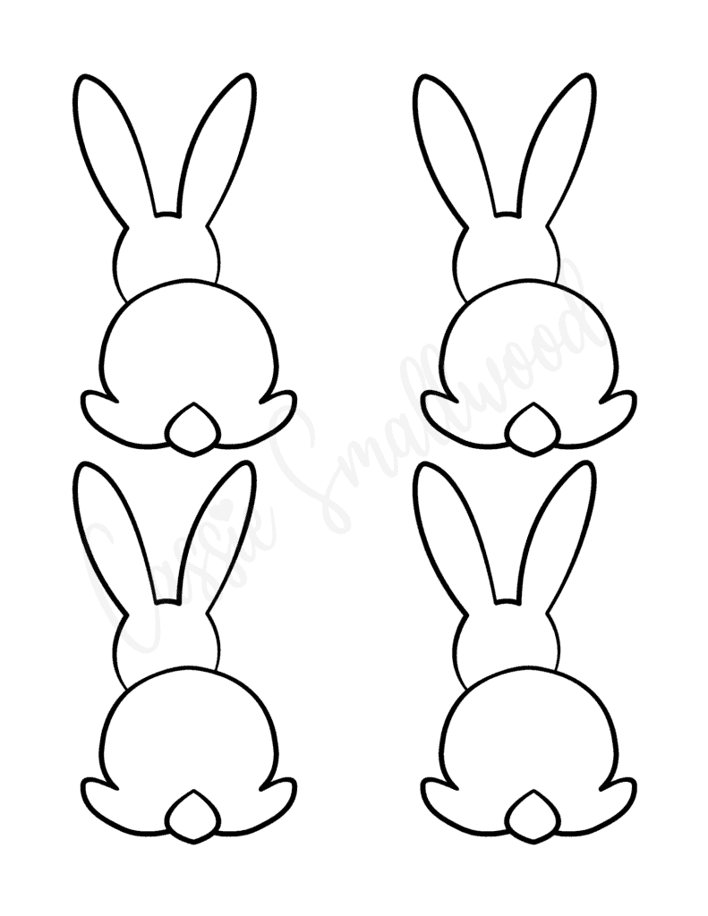 small bunny back templates black and white outlines