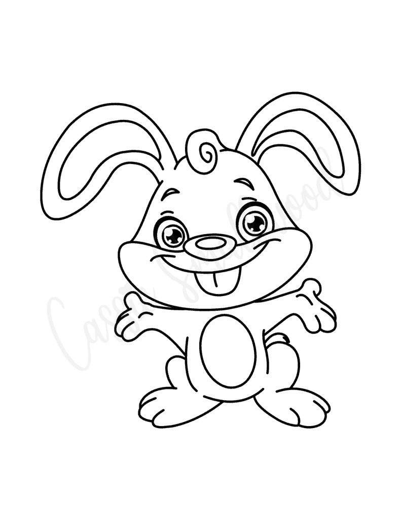 Black and white Easter bunny template