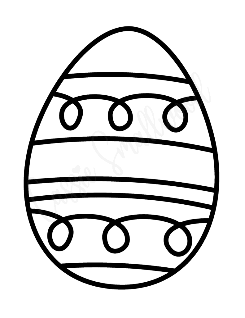 Easter egg shape template with stripes and squiggly lines