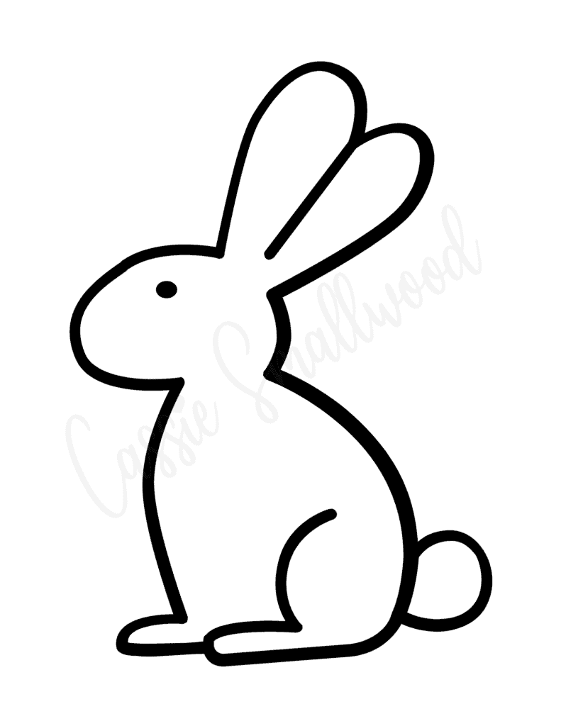 easy bunny outline silhouette black and white to print out