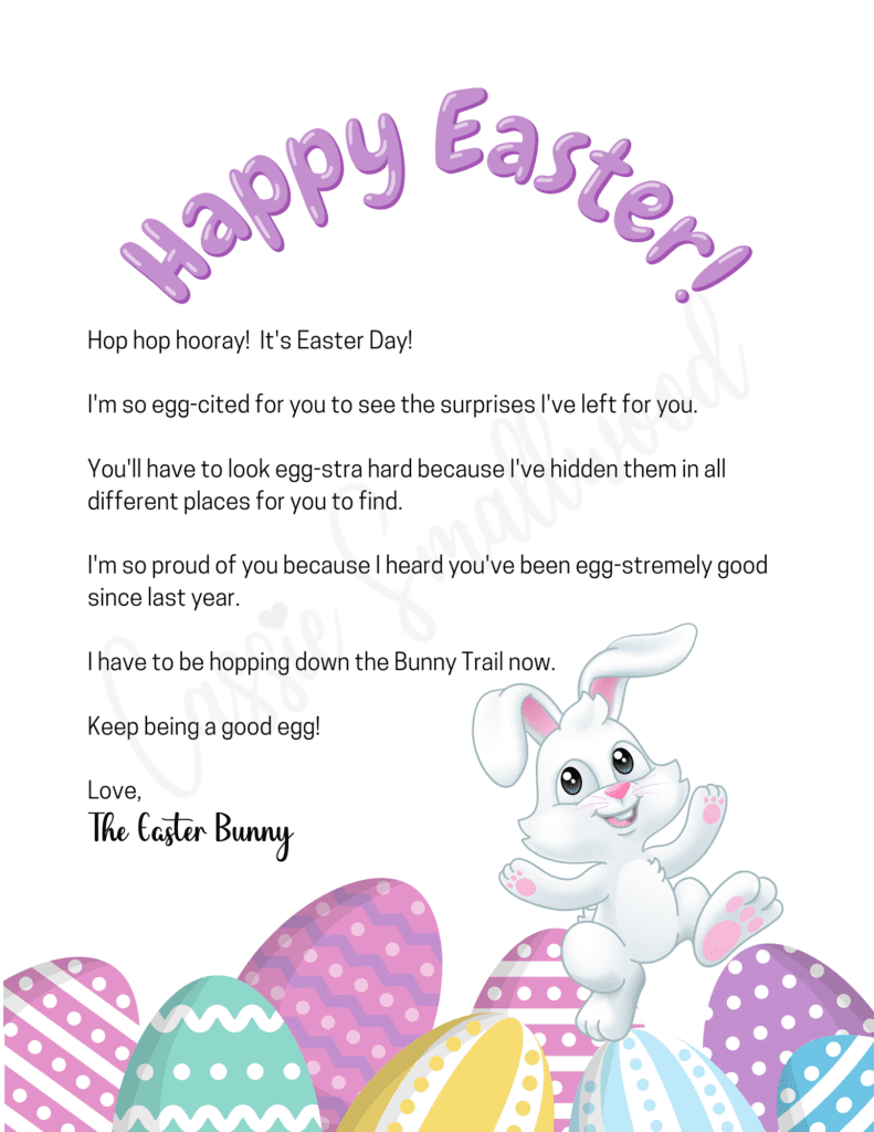 free printable Easter Bunny letter
