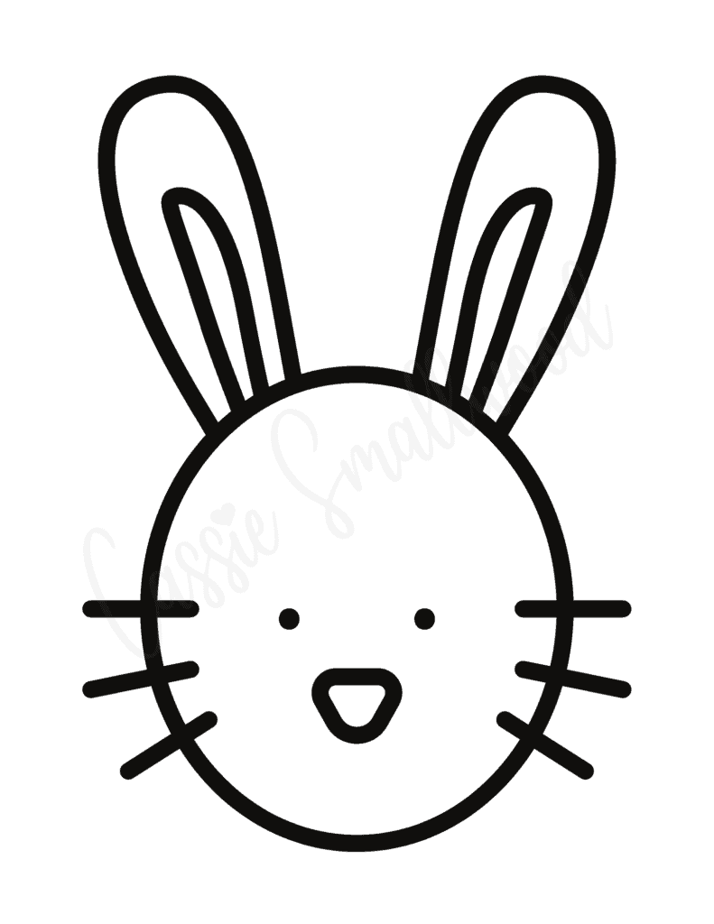 large bunny head template black and white outline