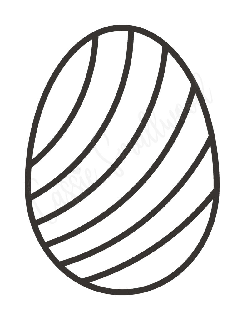 full page Easter egg template with stripes
