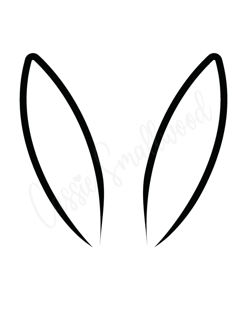 large bunny ears template black and white outline