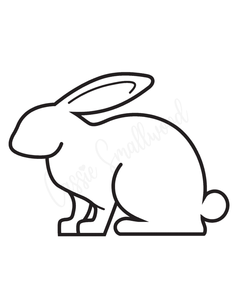Simple bunny outline in black and white to print out