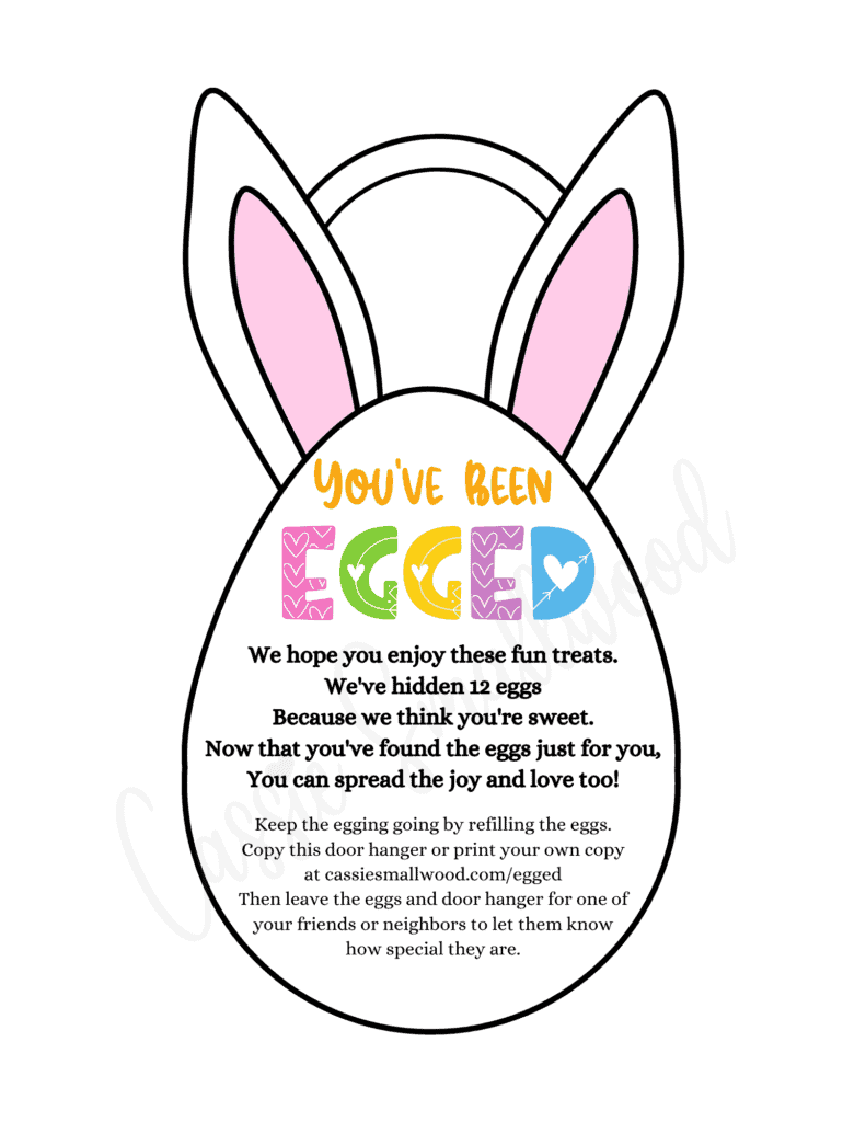 free printable you've been egged Easter egg hunt game door hanger