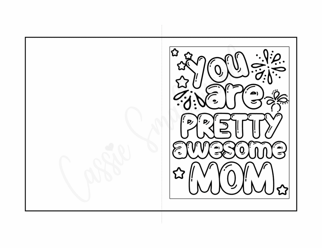 You are pretty awesome mom printable mother's day card to color