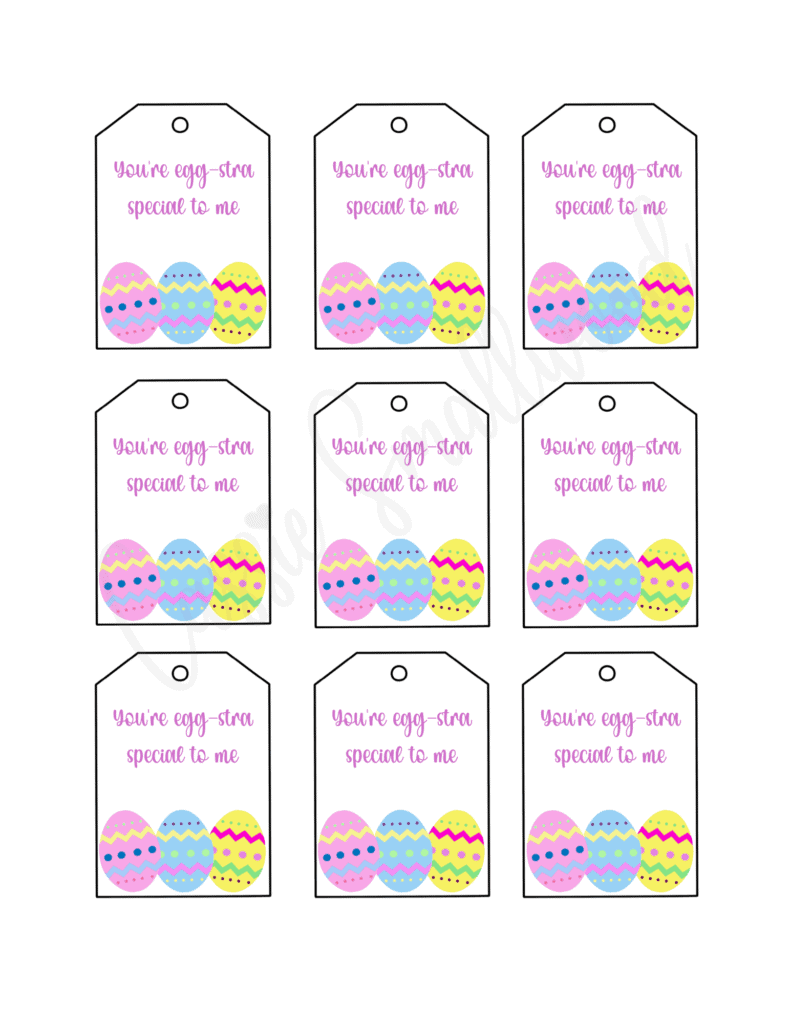 Free printable Easter egg tags that say "You're egg-stra special to me"