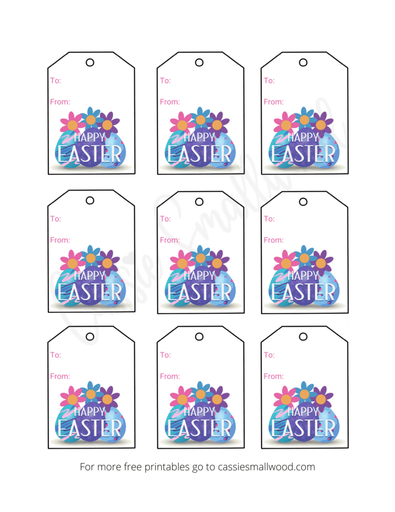 free printable Easter gift tags with Easter egg and Happy Easter