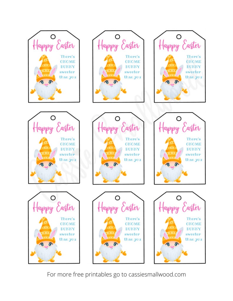 free printable gnome easter tags gnome with bunny ears There's gnome bunny like you