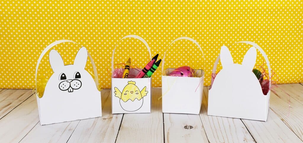 4 printable Easter basket templates...bunny shaped, blank and coloring