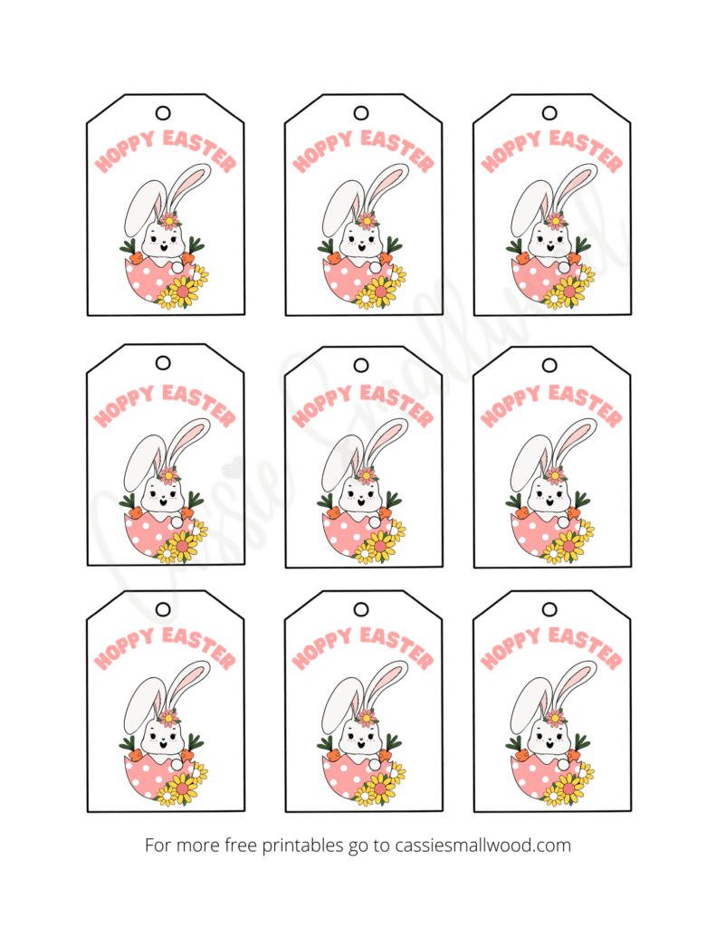Happy Easter printable gift tags with bunny