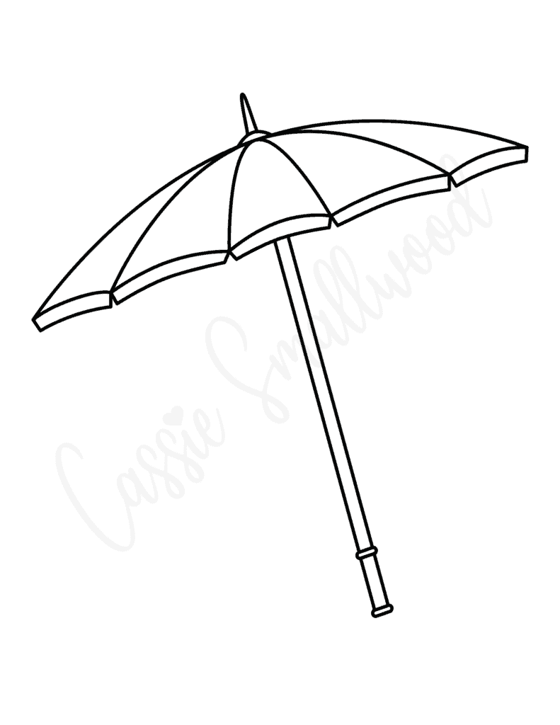 beach umbrella template black and white outline