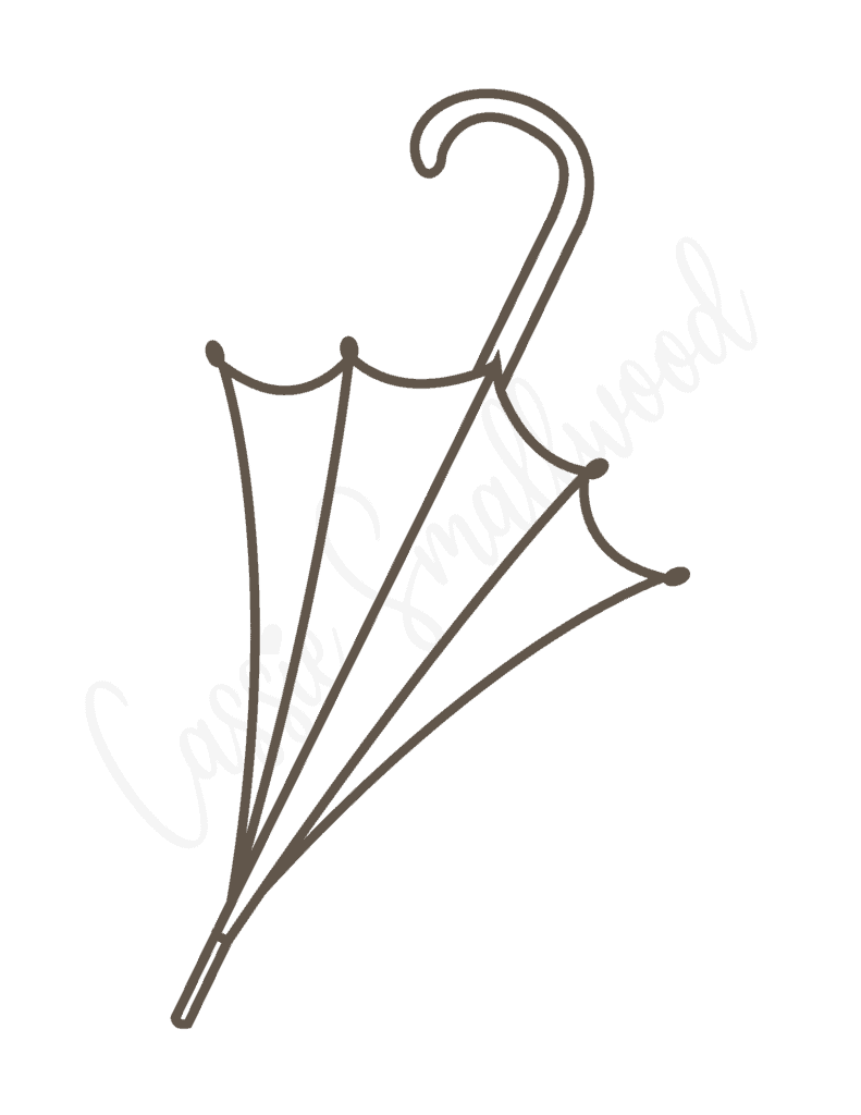 black and white closed umbrella template