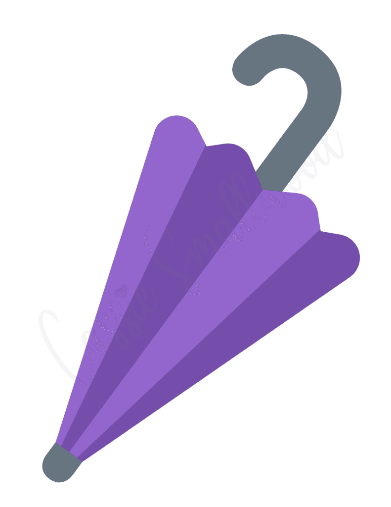 purple color closed umbrella template free printable