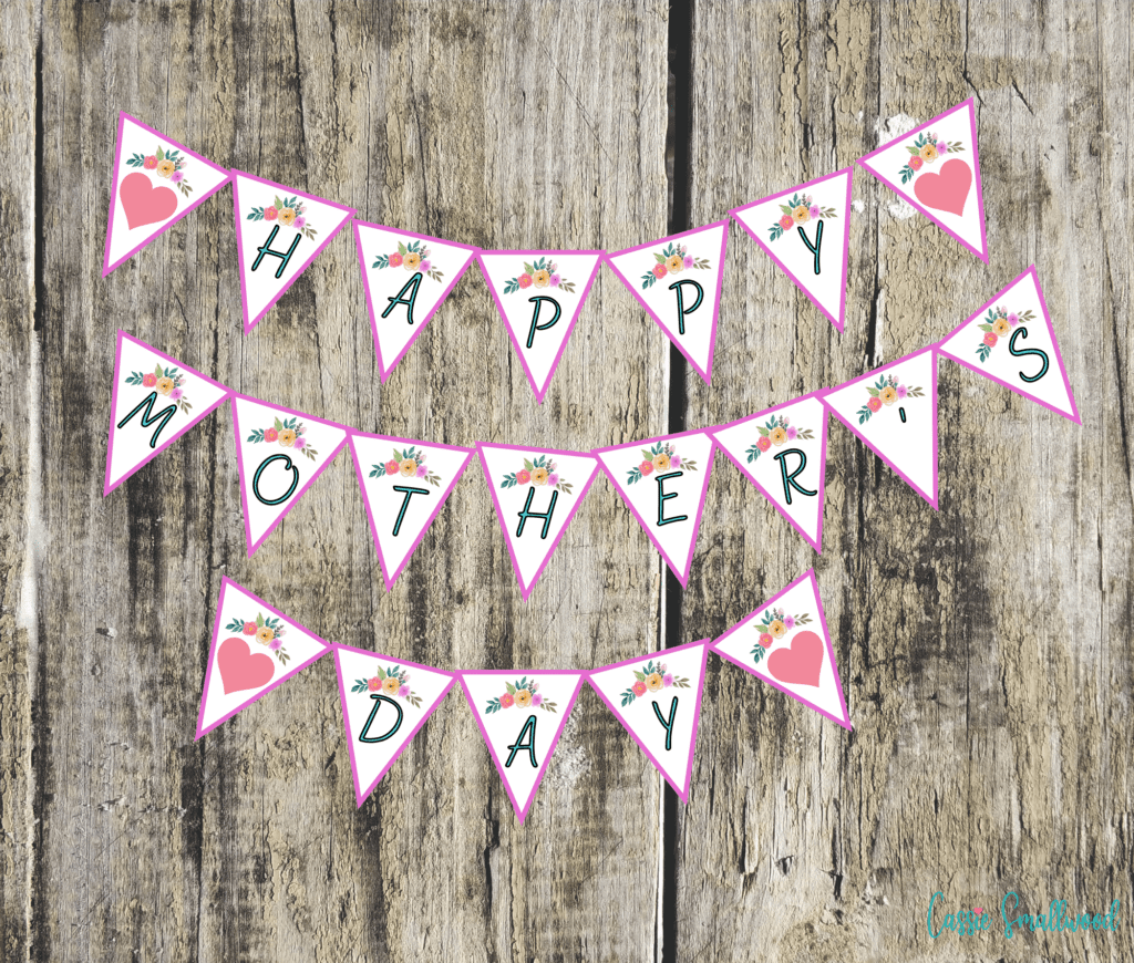 free printable floral Happy Mother's Day banner