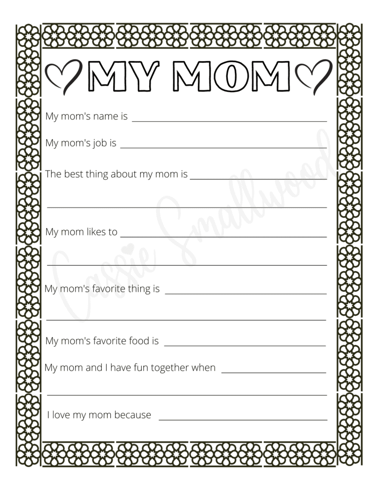6 Cute Mother's Day Questionnaires (Free Printables) - Cassie Smallwood