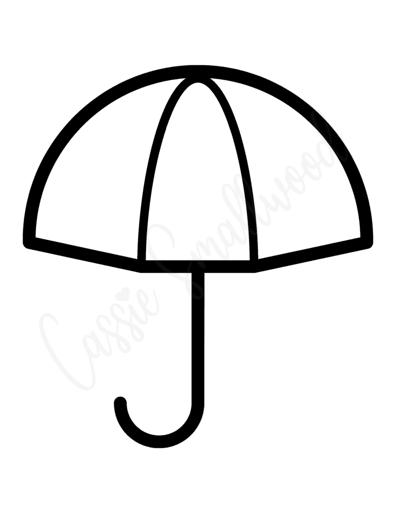 Preschool umbrella template black and white outline