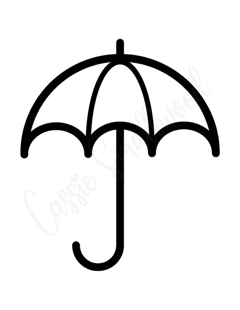 simple umbrella template black and white outline
