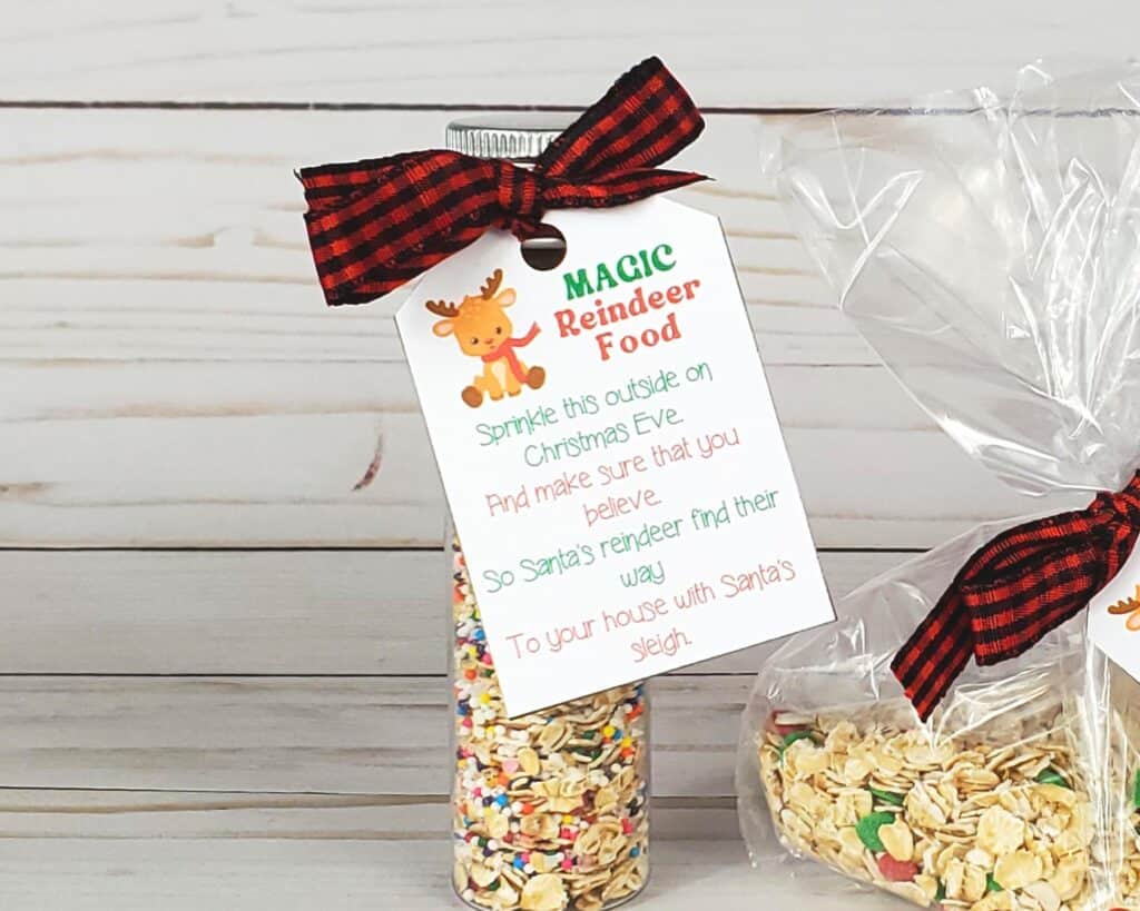 Magic reindeer food in a test tube with printable tag with poem
