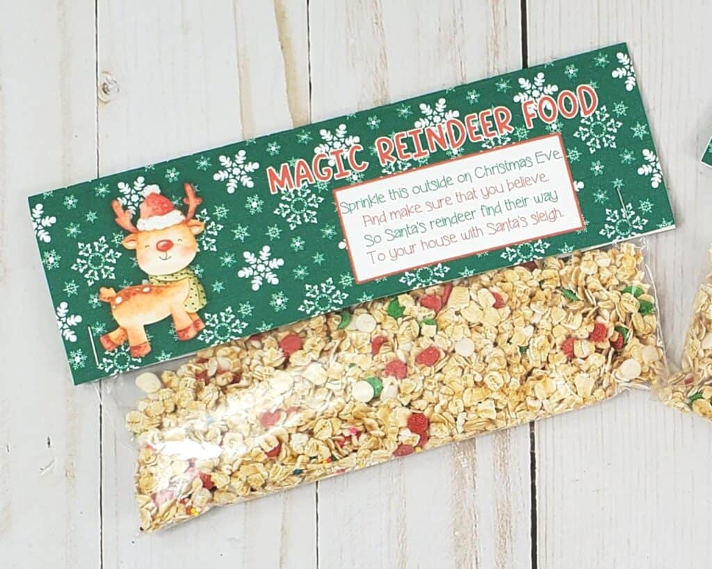 Magic reindeer food bag toppers printable pdf