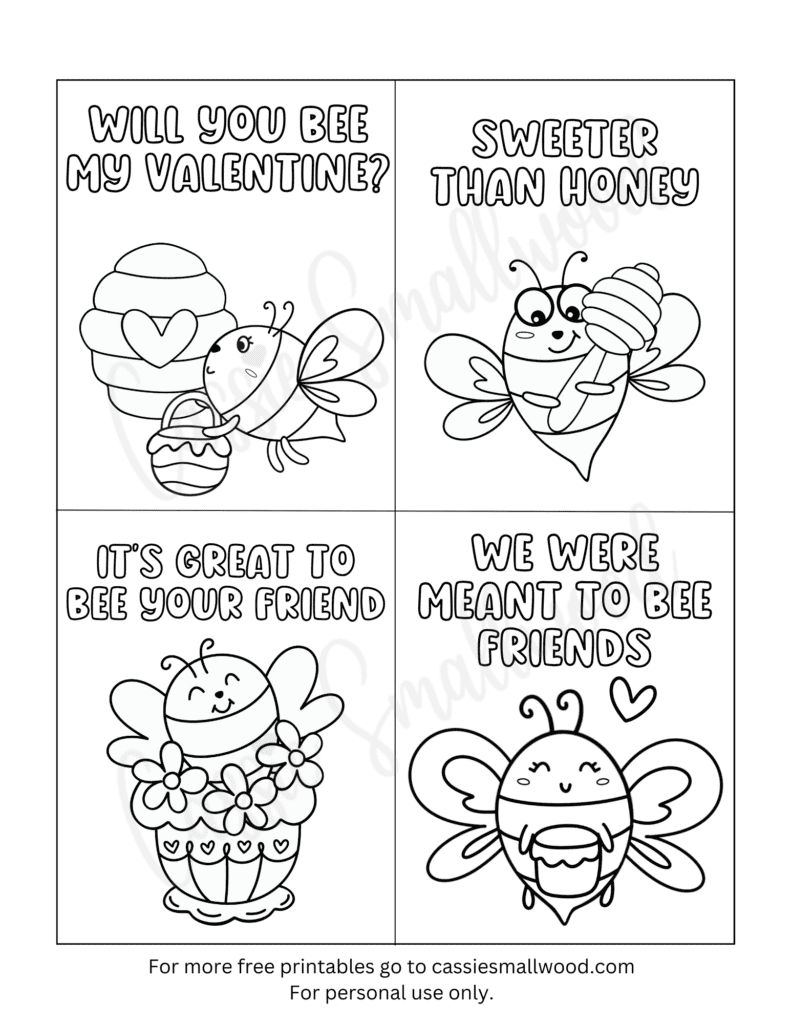 93 CUTEST Printable Valentine's Day Cards To Color - Cassie Smallwood for Free Printable Cards Black And White