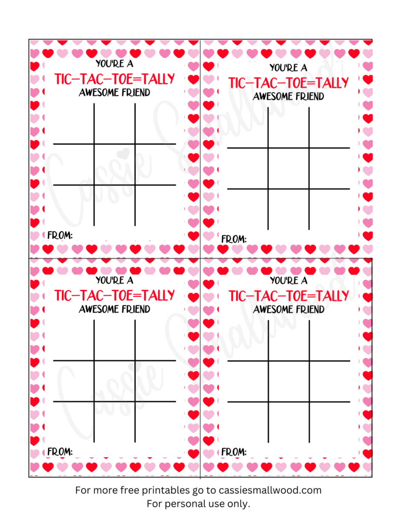 Valentine #39 s Day Tic Tac Toe Cards Cassie Smallwood Valentine #39 s Day Tic Tac Toe Cards Cassie Smallwood