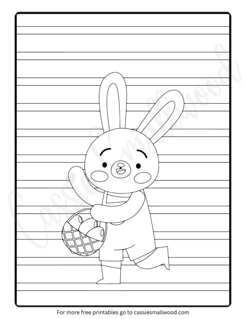 Easter Bunny with basket and eggs coloring page