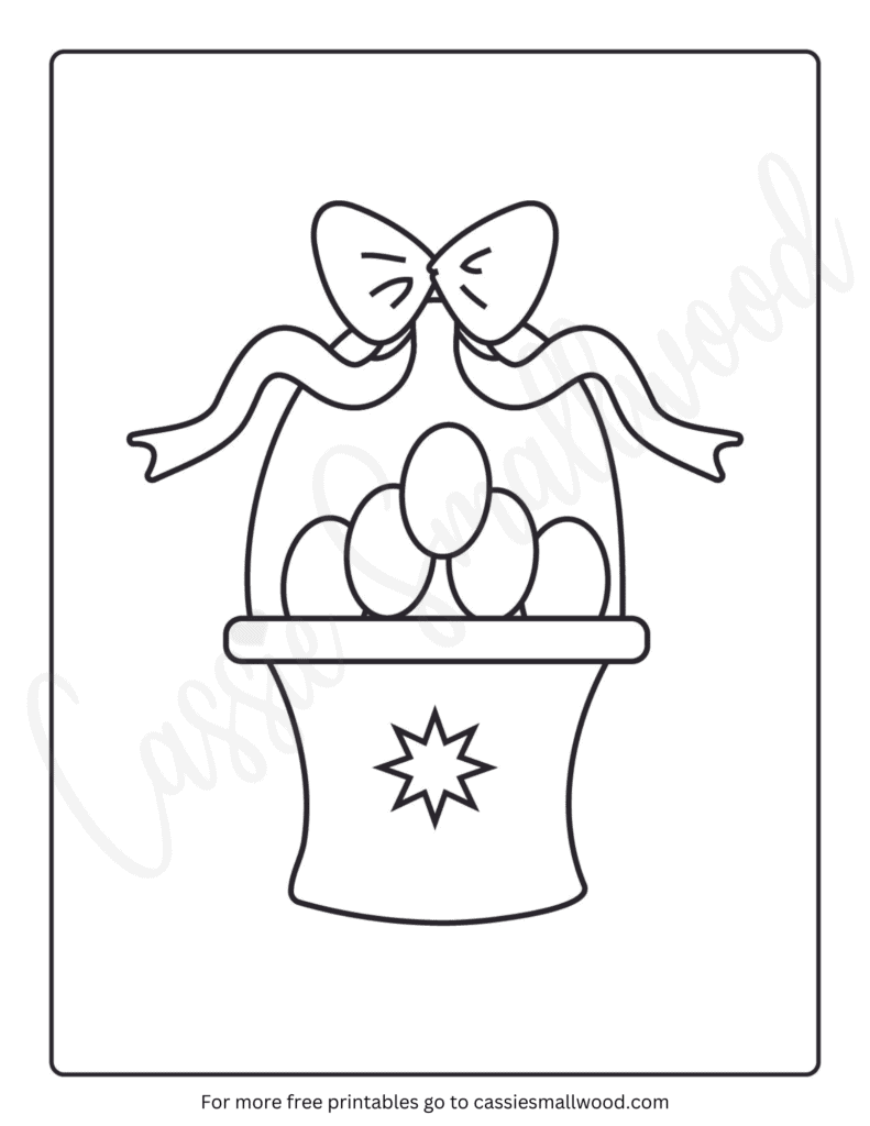 easy Easter basket coloring page for toddlers, preschool, kindergarten free printable pdf