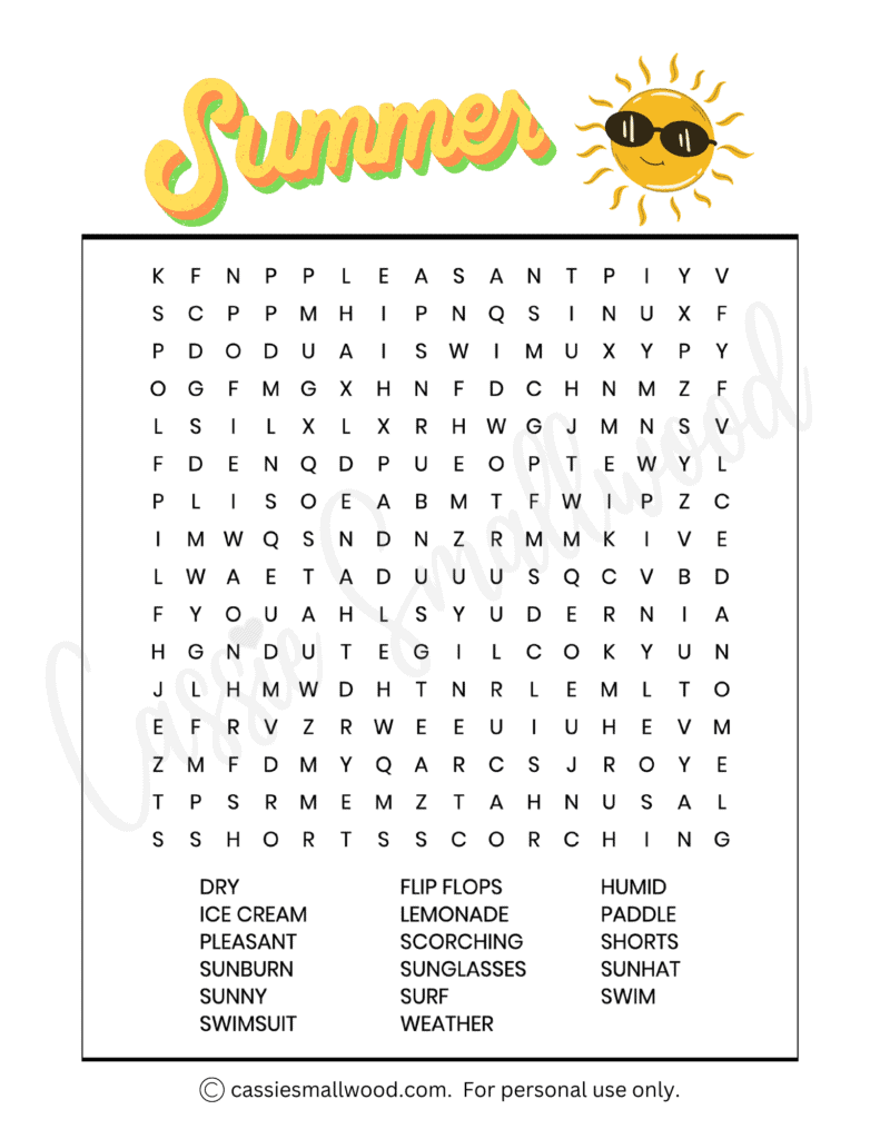 Printable Summer Word Search Puzzles Printable Summer Word Search Puzzles