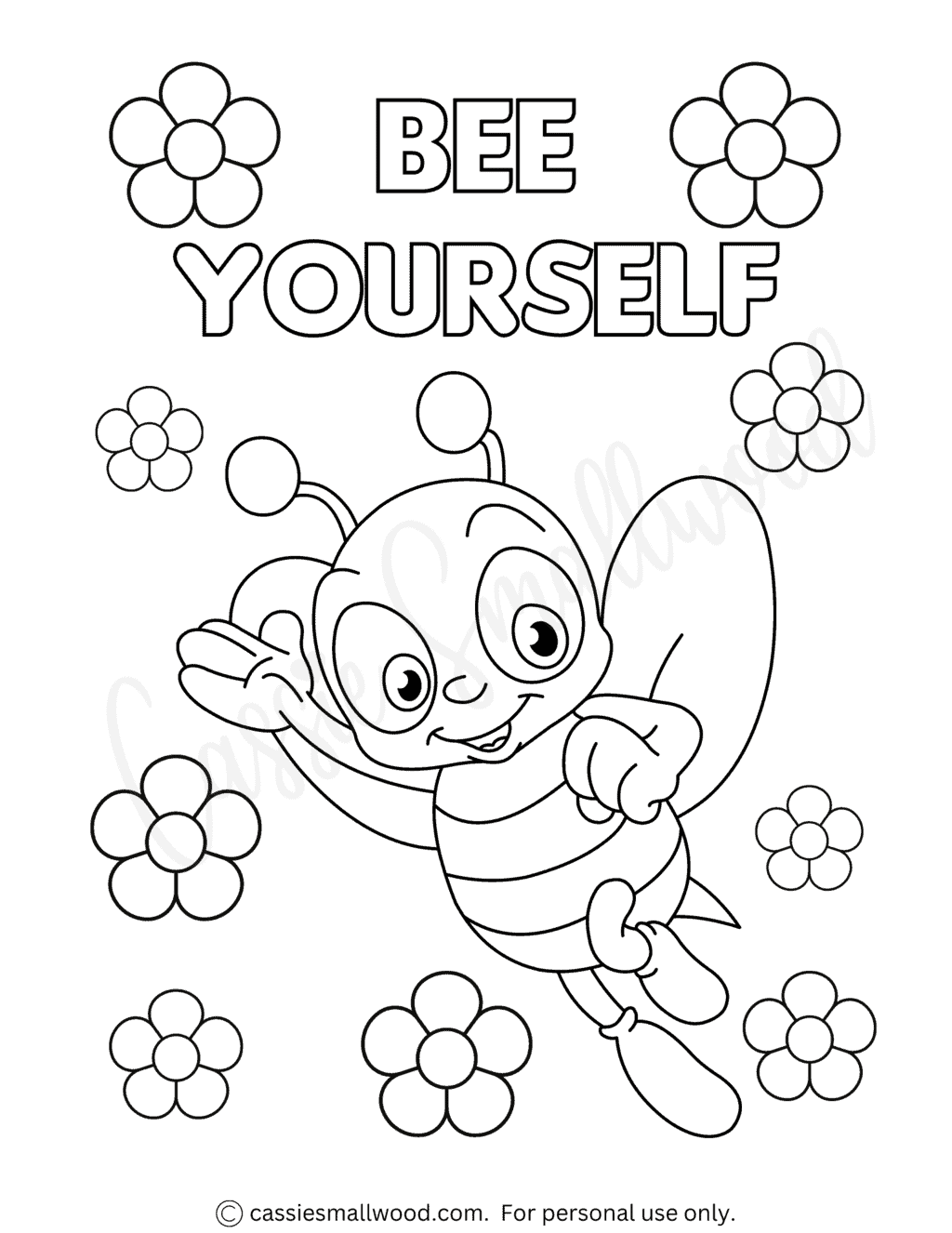 Bee Yourself Coloring Page - Cassie Smallwood