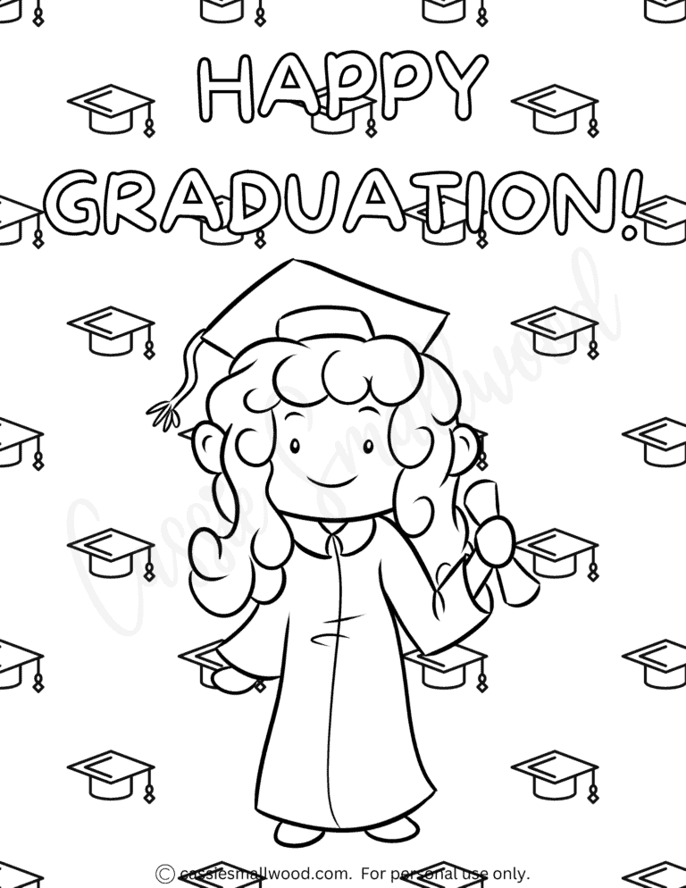 17 Cute Graduation Coloring Pages - Cassie Smallwood