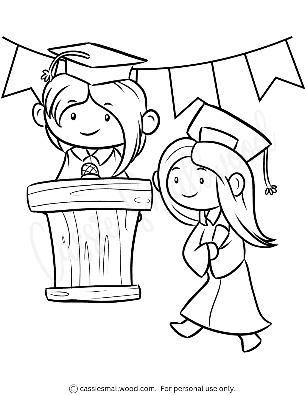 17 Cute Graduation Coloring Pages - Cassie Smallwood