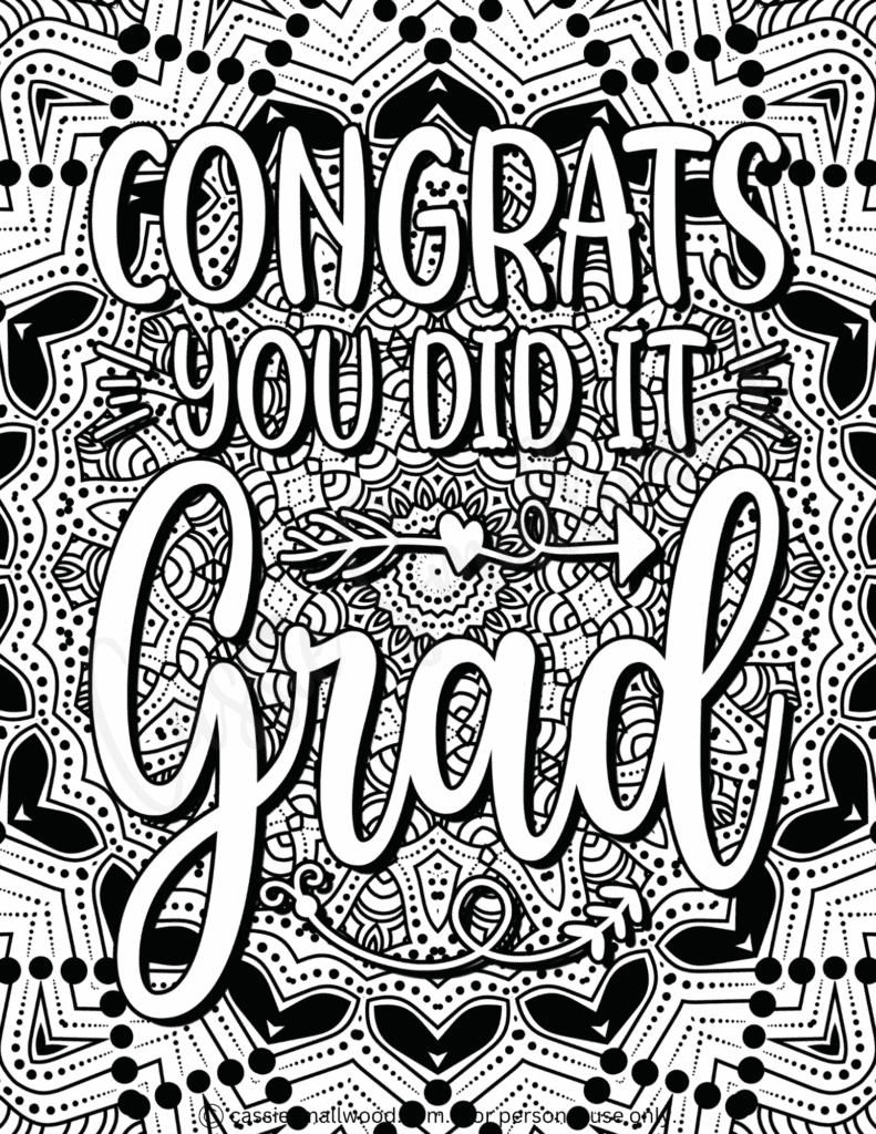 17 Cute Graduation Coloring Pages - Cassie Smallwood