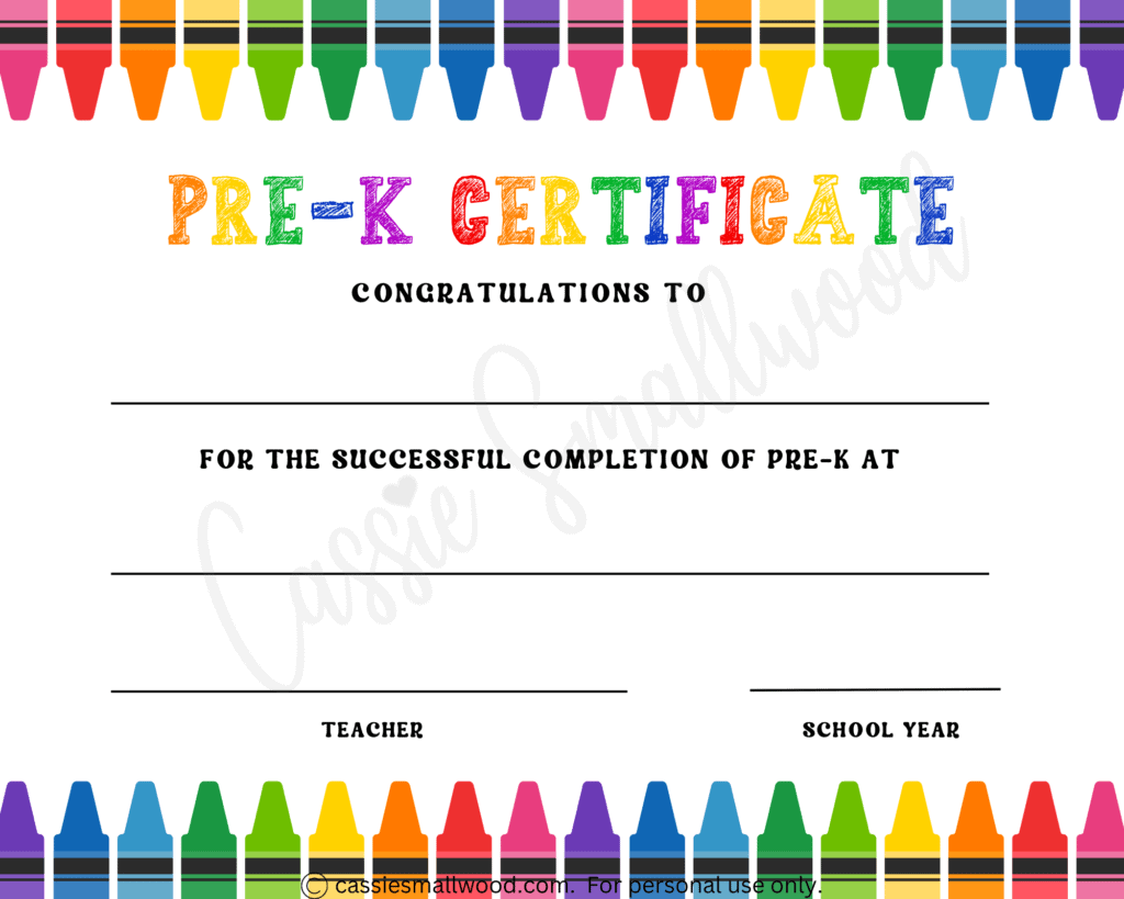 Printable Pre K Certificates Astra edu pl