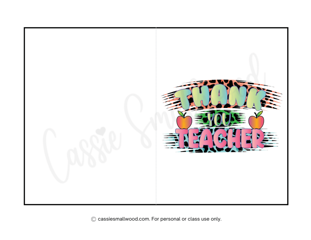 Thank You Card For Teacher