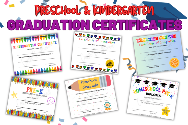 20 Preschool And Kindergarten Graduation Certificates (FREE PRINTABLE)
