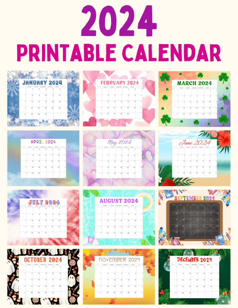 Cute Free Printable Monthly Calendar 2024 - Cassie Smallwood