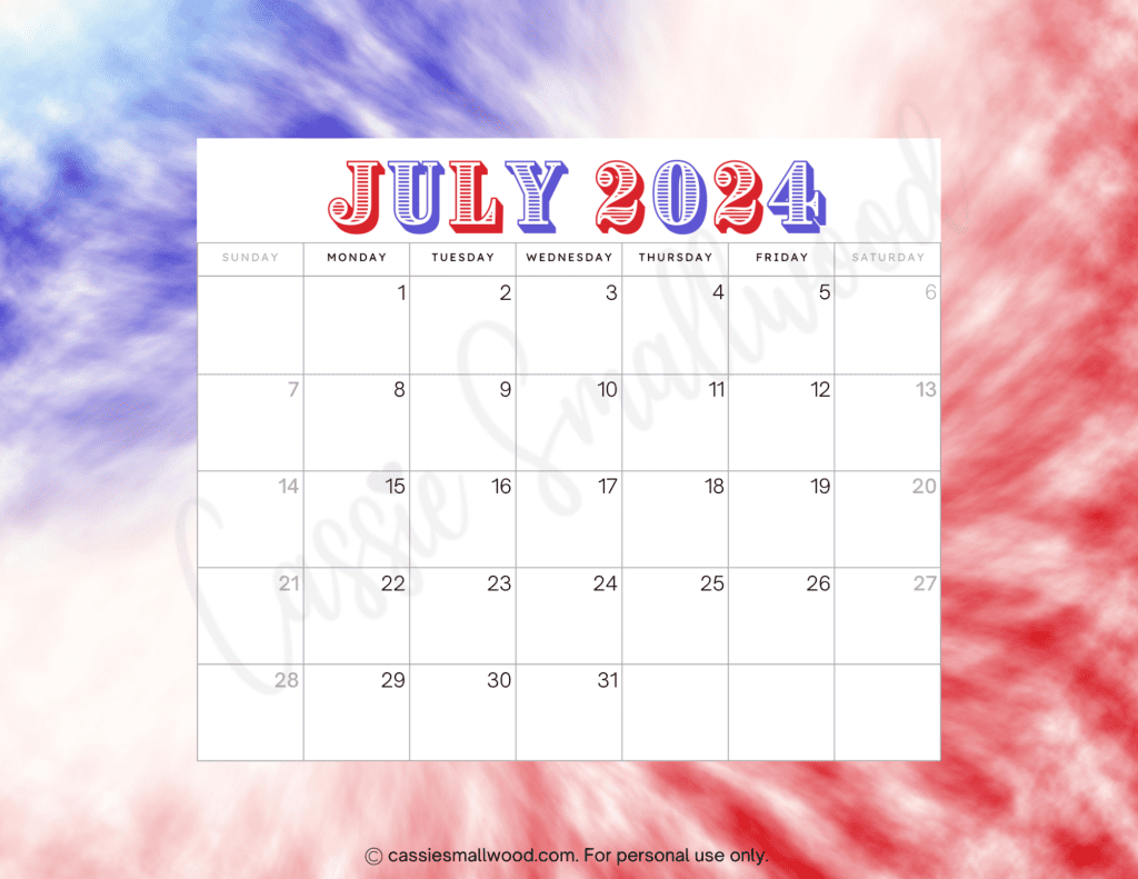 Cute Free Printable Monthly Calendar 2024 Cassie Smallwood