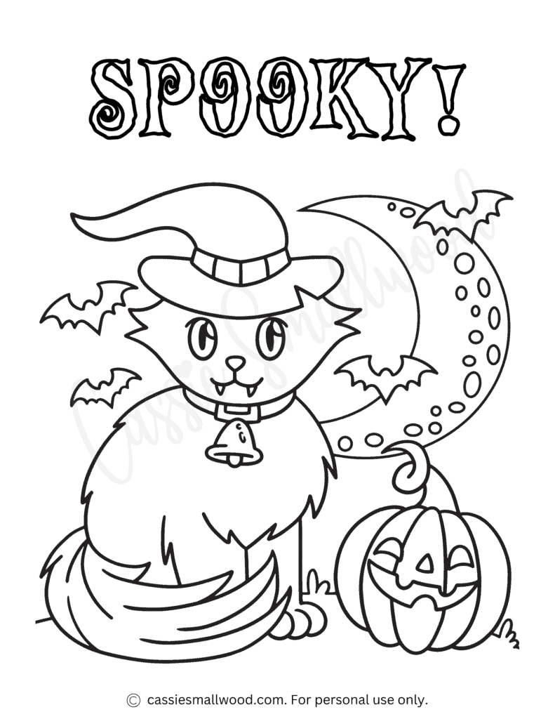 Free printable black cat coloring page Halloween coloring sheet for kids spooky cat picture to color