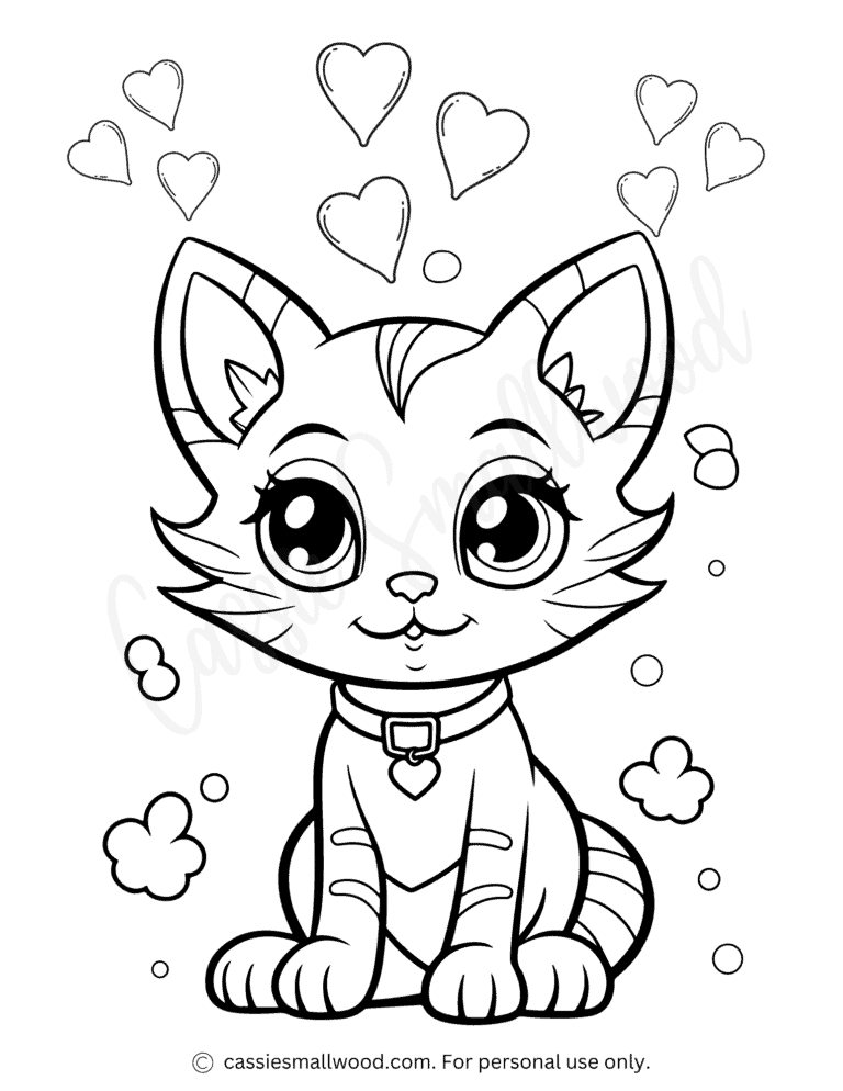 37 Cute Cat Coloring Pages - Cassie Smallwood