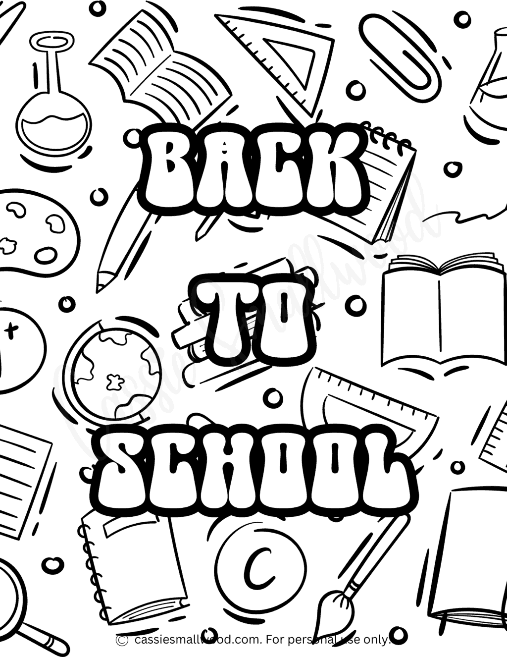 THE CUTEST School Coloring Pages - Cassie Smallwood