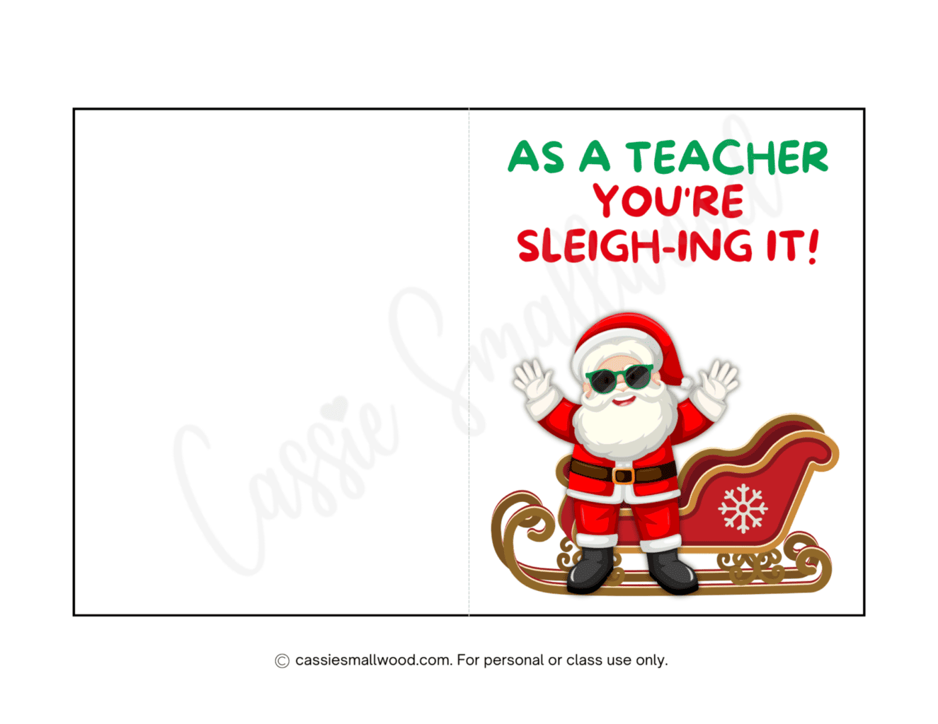 Cute funny teacher christmas cards free printable cassie smallwood